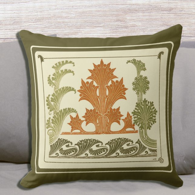 Abstract Art Deco Handsome Leaves Nature Design Cushion (Creator Uploaded)