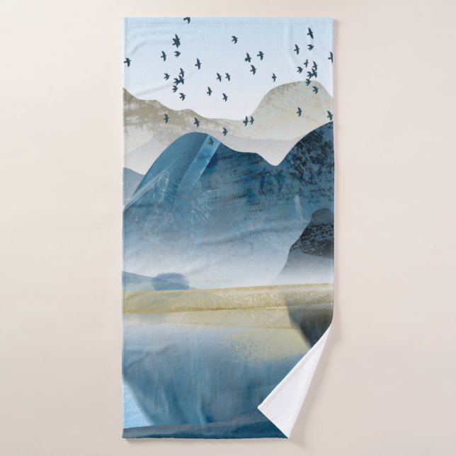 Abstract art decorative background. Mountains and  Bath Towel (Bath Towel)