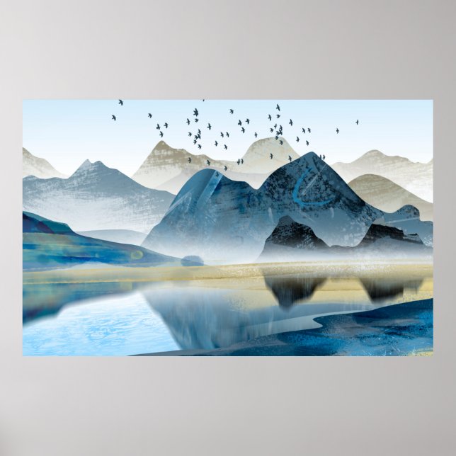 Abstract art decorative background. Mountains and  Poster (Front)