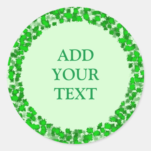 Abstract Art Design Green Foliage DIY  Classic Round Sticker (Front)