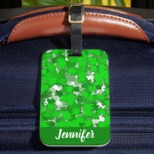 Abstract Art Design Green Foliage Luggage Tag
