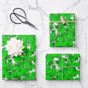 Abstract Art Design Green Foliage Wrapping Paper Sheet