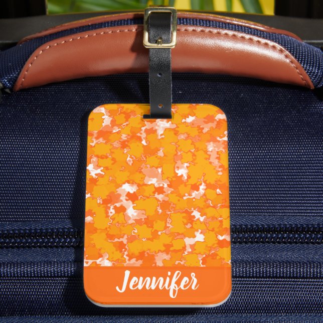 Abstract Art Design Orange Foliage Luggage Tag (Front Insitu 2)