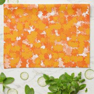 Abstract Art Design Orange Foliage Tea Towel
