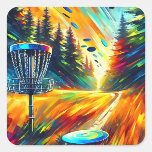 Abstract Art Disc Golf themed  Square Sticker