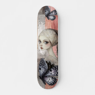 Abstract Art Distressed Grunge Girl Mixed Media Skateboard