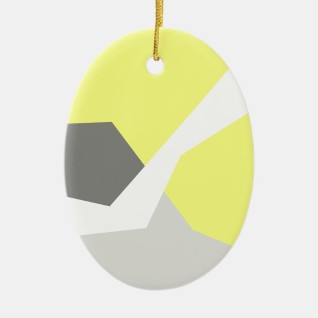 Abstract Art Energy Yellow Grey Ceramic Tree Decoration (Front)