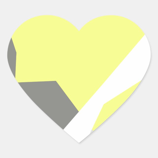 Abstract Art Energy Yellow Grey Heart Sticker (Front)