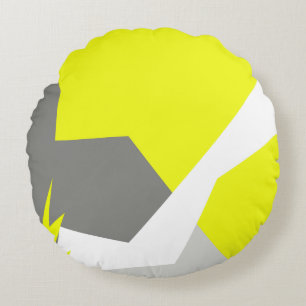 Abstract Art Energy Yellow Grey Round Cushion
