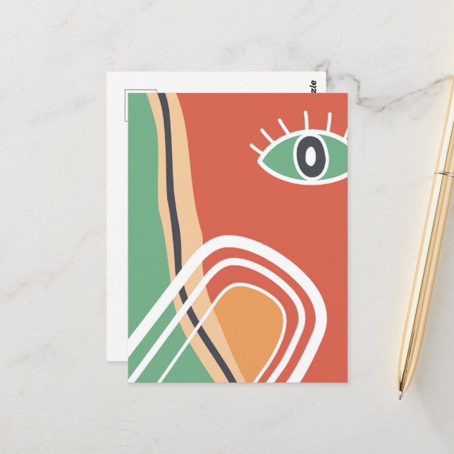 Abstract art eye colourful modern art postcard (Front/Back In Situ)