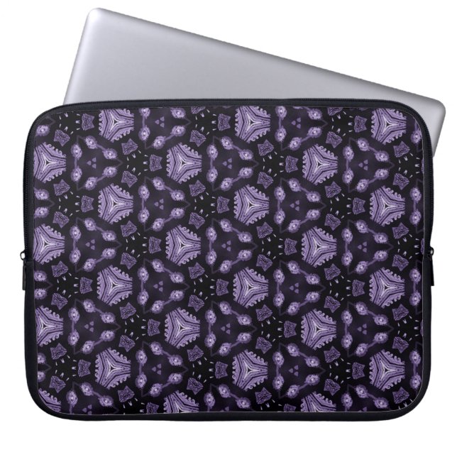 Abstract art eyes and diamond watercolour pattern  laptop sleeve (Front)