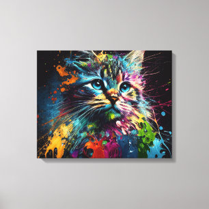 Abstract Art Featuring a Cat Canvas Print