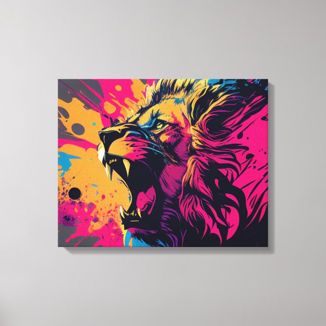 Abstract Art Featuring a Lion Canvas Print (Front)