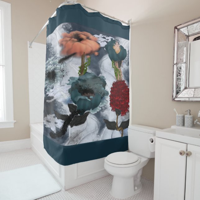 Abstract Art Floral  Shower Curtain (In Situ)