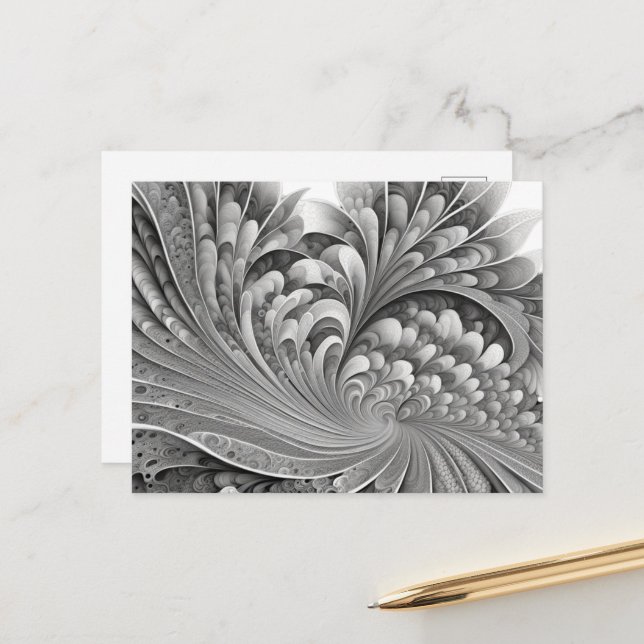 abstract art flower  holiday postcard (Front/Back In Situ)