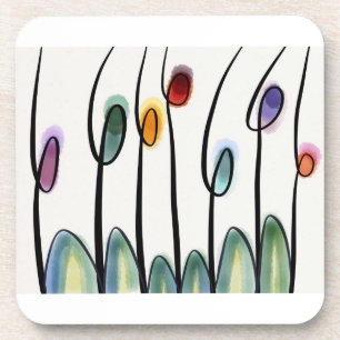 Abstract art flowers coaster