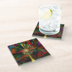 Abstract Art Glass Coaster