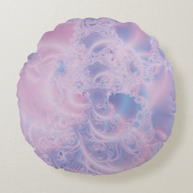 Abstract Art Glowing Pink Round Cushion (Front)