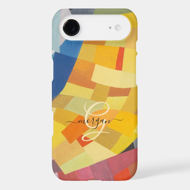 Abstract Art, Gold Monogram, Black Script Name (Back)