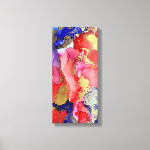Abstract Art Gold Red Blue Alcohol Ink Canvas Print