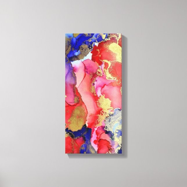 Abstract Art Gold Red Blue Alcohol Ink Canvas Print (Front)