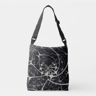 Abstract Art Golden Spiderweb Crossbody Bag