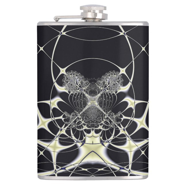 Abstract Art Golden Spiderweb Hip Flask (Front)