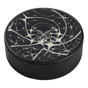 Abstract Art Golden Spiderweb Hockey Puck