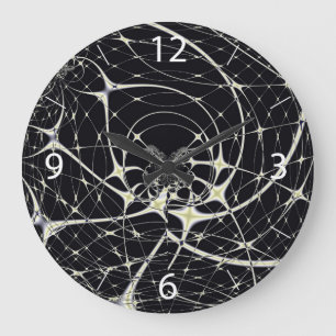 Abstract Art Golden Spiderweb Large Clock