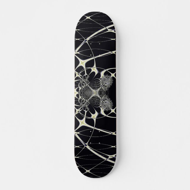 Abstract Art Golden Spiderweb Skateboard (Front)