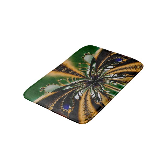 Abstract Art  Green And Brown Pattern Bath Mat (Angled)