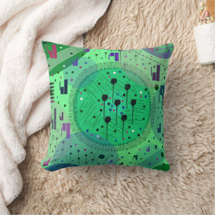 Abstract Art: Green Kiwi Fruit Cushion