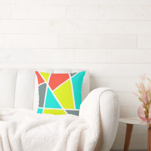 Abstract Art Grey Yellow Coral Minimalism Cushion