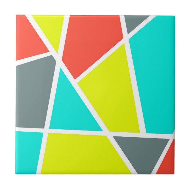 Abstract Art Grey Yellow Coral Minimalism Tile (Front)