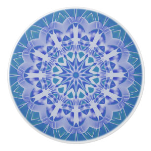 Abstract Art Handpainted Blue Teal Mandala Ceramic Knob