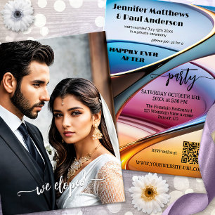 Abstract Art Happily Ever After Wedding Photo  Invitation