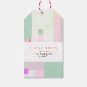 Abstract Art Happy Holidays Christmas Gift Tag