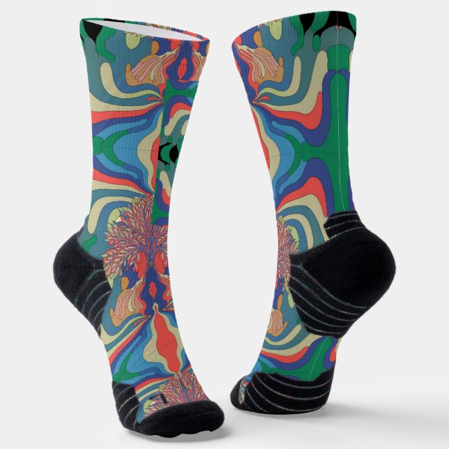  Abstract Art High-Performance Athletic Crew Sock (Angled)