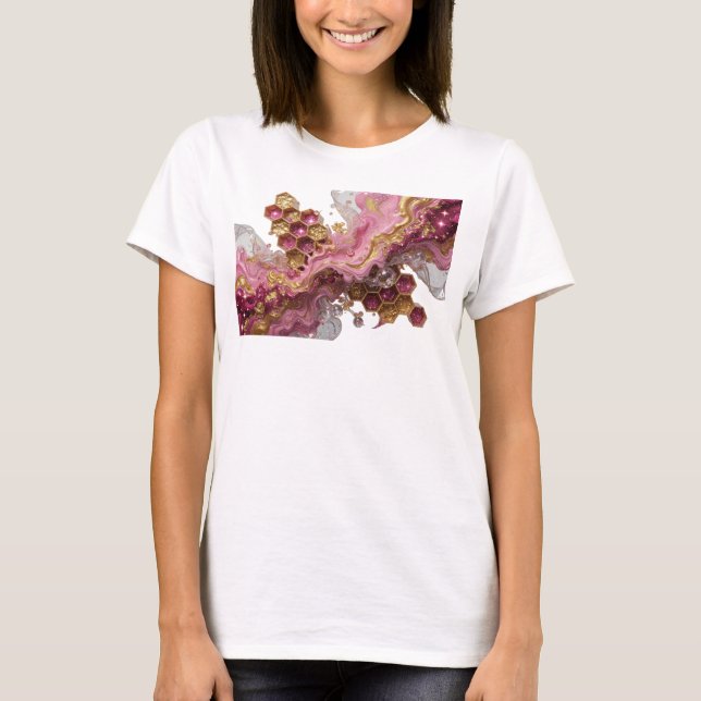 ABSTRACT ART HONEYCOMB PATTERN FLORAL DESIGN T-Shirt (Front)