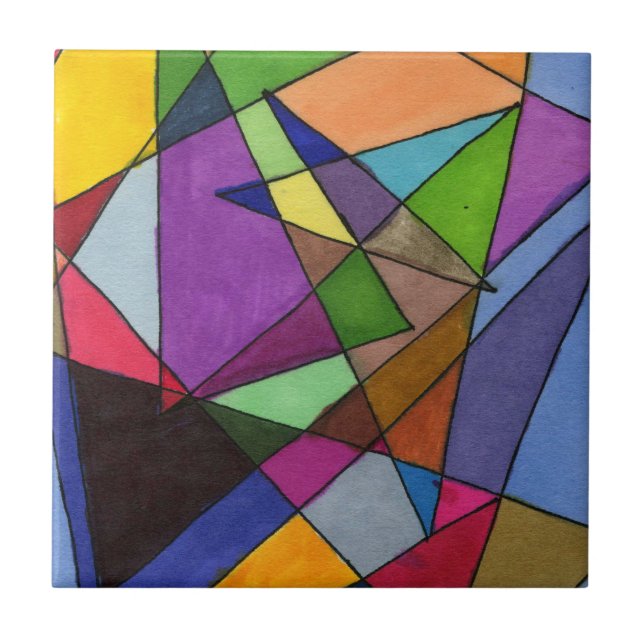Abstract art in mostly acute angles vivid colours tile (Front)