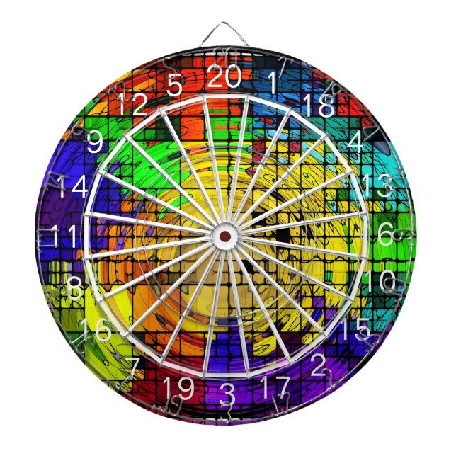 Abstract Art in Primary Colours Ripples Dart Board (Front)