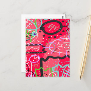 Abstract Art in Red Postcard