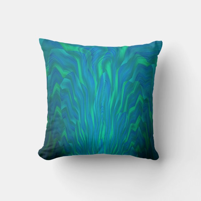 Abstract Art in Teal Green Blue Cushion (Front)