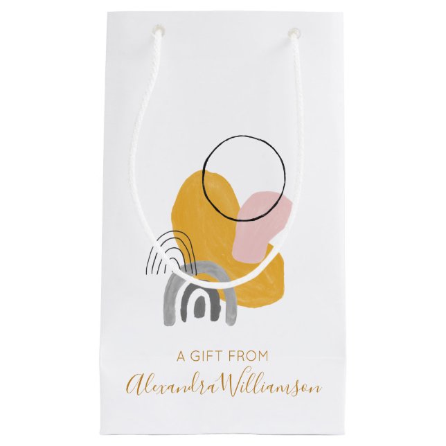 Abstract Art in Yellow Personalised A Gift From   Small Gift Bag (Front)