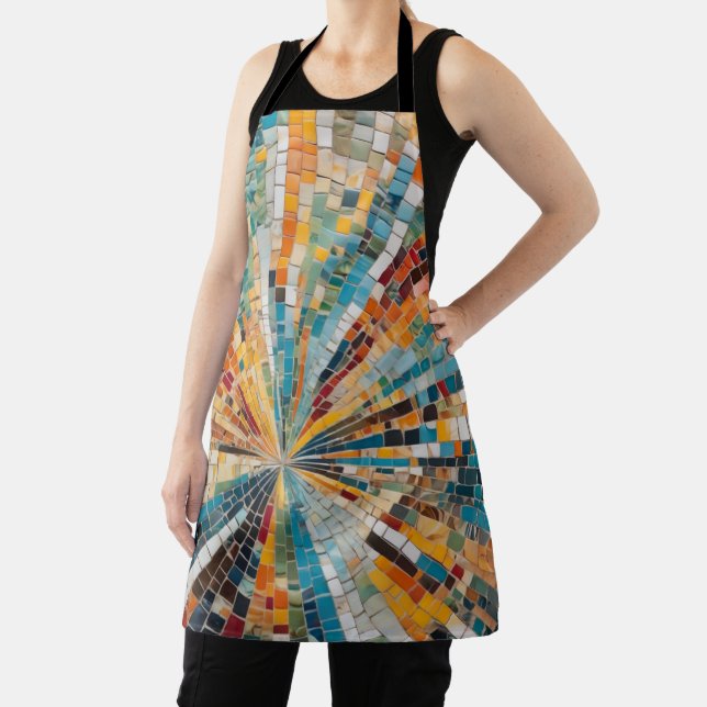 Abstract art-inspired mosaic splashes bright colou apron (Insitu)