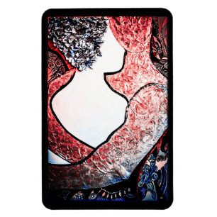 Abstract Art Interracial couple in loving embrace Magnet