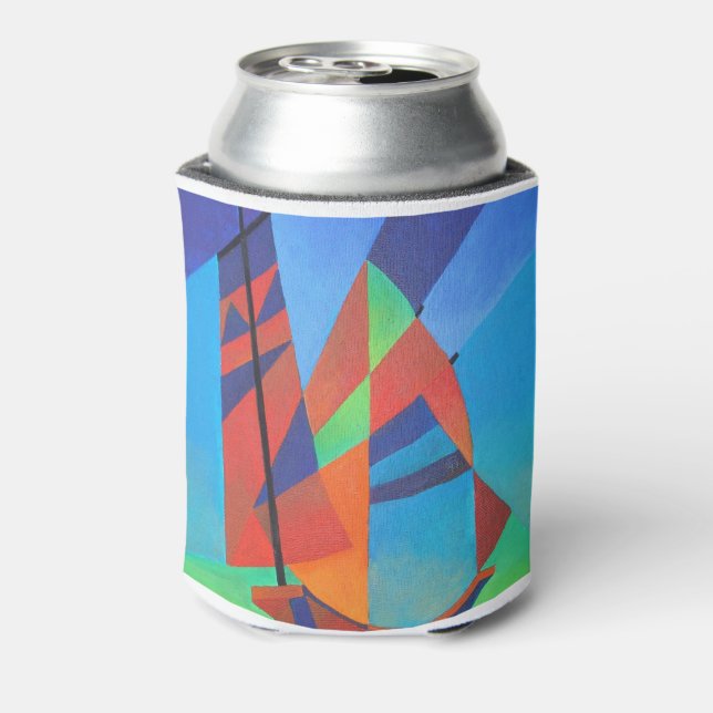 Abstract Art Junk Boat Against Deep Blue Sky Can Cooler (Can Back)