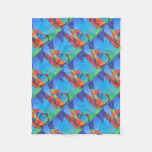 Abstract Art Junk Boat Against Deep Blue Sky Fleece Blanket