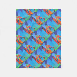 Abstract Art Junk Boat Against Deep Blue Sky Fleece Blanket