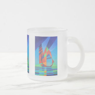 Abstract Art Junk Boat Against Deep Blue Sky Frosted Glass Coffee Mug